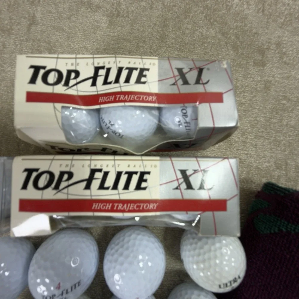 Lot of Assorted 19 Golf Balls and Golf Tees Mixed Brands Lot most new in boxes